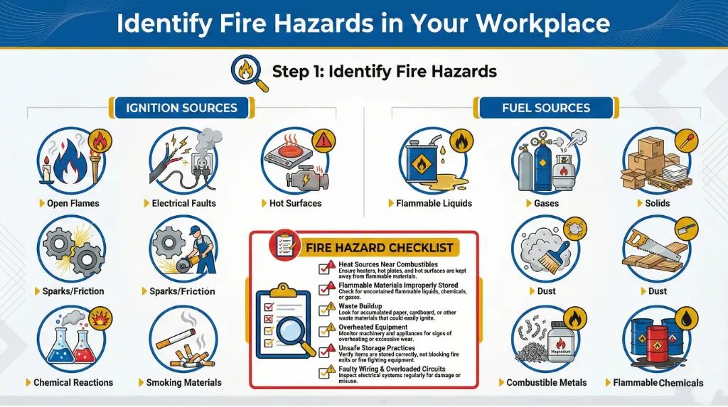 Checklist for identifying fire hazards in the workplace